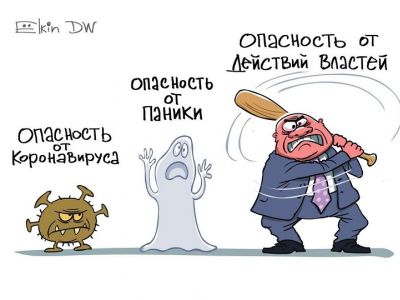 Три опасности во время эпидемии. Рис. С.Елкина: dw.com